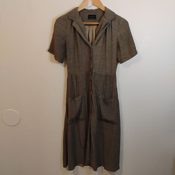 urban outfitters dress Mini Hounds tooth Button Down 50s Country Grunge Sz M - Picture 3 of 9